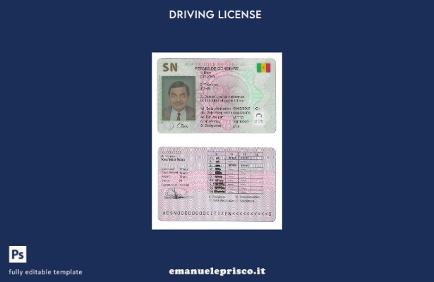 verified style modello di patente di guida senegalese in stile verificato template